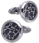 Jonwo Sky Constellation Pattern Round Men's Cufflinks In Gift Case Sparkling Blue Goldstone Cufflinks for Men Jewelry for Wedding Party Business Birthday Anniversary Dress (Silver Tone)