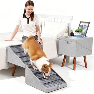 2-in-1 Ottoman Pet Stairs Dog Stairs for Small Dogs (8-Steps)