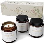 Wick & Windsor Scented Candles Gift Set - 3 x Natural Soy Wax Aromatherapy Scented Candles with Wooden Wicks - Perfect Gifts for Women & Ideal 50th Birthday Gifts for Women, Mum Birthday Gifts.