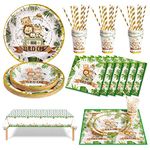 Nkaiso Jungle Safari Party Tableware Set, Kids Birthday Party Supplies 126 pcs Paper Plates and Napkins Cups, Baby Shower Plates and Napkins Party Dinnerware for Birthday Baby Shower -25 Guests