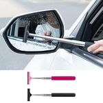 Gobabo Car Rearview Mirror Wiper Telescopic Auto Mirror Squeegee Cleaner Car Squeegee Cleaning Tool for Side Mirrors Portable Glass Mist Cleaning Brush (Black)