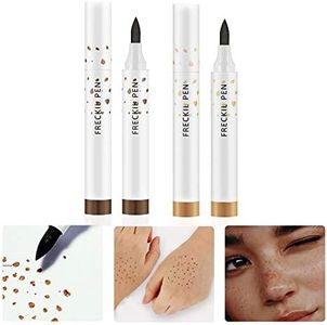 Freckle Pen, Faux Freckles Makeup Pen,2Pcs , Light Brown & Dark Brown, Natural Lifelike ,Soft Dot Sopt Pen,Long Lasting Waterproof Effortless Sunkissed Neutral Lightweight Freckle Makeup Tool (Dark Brown and Light Brown)