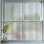 Coavas Window Films for Privacy 3D Decorative Window Tint Reeded Glass Window Film Non Adhesive Window Films for UV Blocking Glare Control for Home Office, 23.6 X 78.7 in, 60 X 200 cm, Pure