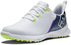 FootJoy Women's FJ Fuel Sport Golf Shoe, White/Navy/Bright Yellow, 8