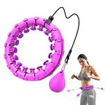 ShinePick Smart Hula Hoop for Adults and Kids Exercising Weight Loss, 24 Detachable Knots Adjustable Weight Auto-Spinning Ball, Weighted Hula Hoop for Exercise Women's Waist Trainer (Purple)