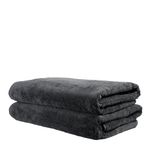 Set of 2 Jumbo Bath Sheets 90x180cm - Extra Large Bath Towels - 100% Cotton - Terry Cloth - Extra Fluffy. Soft & Absorbent - Oeko-TEX Certified - Hotel & Spa - Ôhm - Anthracite Grey