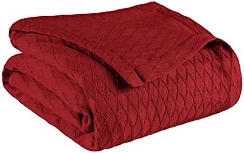 Superior 100% Cotton Thermal Blanket, Soft and Breathable Cotton for All Seasons, Bed Blanket and Oversized Throw Blanket with Luxurious Diamond Weave - Full/Queen Size, Burgundy