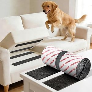 PHIXBEAR 4in Upgraded Industrial-Strength Hook and Loop Tape for Sofa Cushions, Extra-Wide Heavy-Duty Self-Adhesive Strips, Keeps Couch Cushions Securely in Place, Indoor & Outdoor Use, Black 7ft