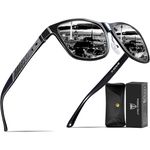 ATTCL Men's Retro Metal Frame Driving Polarized Sunglasses Mens Womens 18587 black UV400 CAT 3 CE