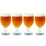 Vikko Beer Glass, Set of 4 Belgian Style Beer Glasses, Large Size 13.5 Ounce, Dishwasher Safe Durable Drinking Glass for Craft Brews, Beer or Water