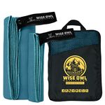 Camping Towel by Wise Owl Outfitters - Ultra Soft Compact Quick Dry Microfiber - Great for Fitness Hiking Yoga Travel Sports Backpacking The Gym - Free Bonus Hand Towel Marine Blue Large 24x48