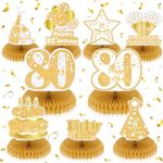 9Pcs White Gold 80th Birthday Decor