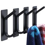 YIGII Towel Hook/Adhesive Hooks - Black Wall Hooks Stick for Bathroom and Kitchen Heavy Duty Hooks 4-Pack, Stainless Steel