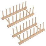 Kssvzz 2Pcs Wooden Plate Rack, Kitchen Wood Dish Rack, Wooden Chopping Board Holder, Plates Tray Storage Rack for Plate, Cup, Pot Lid