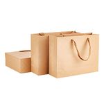 PH PandaHall 10pcs Kraft Paper Gift Bags, Valentines Package Bags Personalised Shopping Gift Bags with Handles for New Year Mothers Fathers' Day Wedding Bridesmaid Anniversary, Brown, 27x21cm