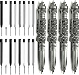 Origin-Joy 4 Pack Tungsten Steel Military Tactical Pen Set, Multifunctional EDC Self Defense Pen With 16 Ballpoint Refills (Gray)