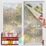 XFasten Window Privacy Film Rainbow Window Film 17.7 x 78.7 Inch Crystal Stain Glass Window Film for Glass, Rainbow Window Clings for Glass Windows