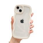 Ownest Compatible with Clear iPhone 13 Case iPhone 14 Case Cute Curly Wave Aesthetic Bumper Phone Case iPhone 14/13 for Girls Women TPU Protective Cover for iPhone 13/iPhone 14 -White