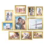 SONGMICS Collage Picture Frames, Set of 10 Photo Frames, Collage Frames, Clear Glass Front, Pale Gold URPF010A01