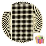 7,140 x Black Sticky Dots - 6mm - Round Colour Coding Dot Stickers - 15 Sheets