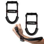 Strauss Wrist/Forearm Strengthener | Improves Grip Strength | Arm Exercise Equipment for Forearm Workout | Adjustable Resistance | Hand and Wrist Strength Trainer (Black) Pack of 2