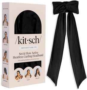 Kitsch Set & Flow Active Heatless Curling Headband For Women – Achieves Heatless Curls Overnight, No Heat Damage | Heatless Curlers with Flexible Fit | Great During Gym Sessions, Travel - Black, 1pc