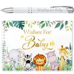 Tenare Baby Shower Book Wishes for Baby Guestbook with Pen Baby Shower Games Advice Book Alternative Baby Gifts (Jungle Animal)