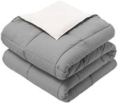 Royal Hotel Bedding Reversible Throw Blanket, Hypoallergenic, Down Alternative Throw Blanket, Medium Warmth, 50 by 75 Inches, Gray - White