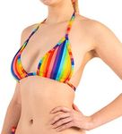 Gary Majdell Sport Women's New Print String Bra Swimsuit Top (Mini Stripe, X-Large)