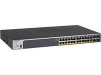 NETGEAR 28-Port Gigabit Ethernet Smart Managed Pro PoE Switch (GS728TP) - with 24 x PoE+ @ 190W, 4 x 1G SFP, Desktop/Rackmount, and ProSAFE Lifetime Protection