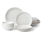 Lenox 893471 French Perle Scallop 12-Piece Dinnerware Set, Stoneware, 0