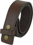 Real Leather Press Stud Belt 40mm wide for Jeans Brown Medium (32" - 36")