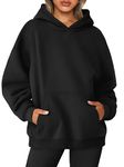 Jhsnjnr Womens Oversized Sweater Hoodie Long Sleeve Pullover Sweatshirts Fleece Lined Fall Clothes Black