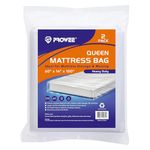 PROWEE 2 Pack 4Mil Heavy Duty Queen Mattress Bag for Moving,Clear Plastic Mattress Bags for Storage, Queen Mattress Cover for Moving