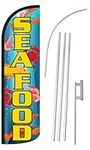 NEOPlex - Seafood 12-Foot Super Swooper Feather Flag with Heavy-Duty 15-Foo.