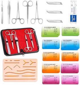 Suture Practice Kit for Medical Students - TopExer Suture Kit (30 Pieces) Suturing Kit with Durable Silicone Suturing Pad Suture Tools Practice Suture Threads and Needles