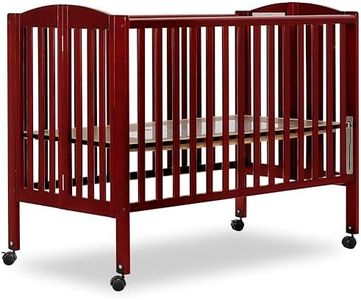 Dream On Me Full-Size 2-in-1 Folding Baby Crib in Cherry GreenGuard Gold & JPMA, Portable, Patented Quick Folding System, Strong Wheels, 2 Adjustable Mattress Heights