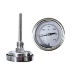 "Ji" Japsin Instrumentation 2 1/2" Bi-Metal Industrial Dial Thermometer, 0-300 Deg C Range, Direct Back Entry Mounting, 1/2" BSP (M) Connection, 75 mm Stem, SS Case & Wetted Parts