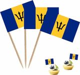 LUSEOAN Barbados Countries Toothpicks Flag Barbadian Small Mini Cocktail Fruit Cupcakes Toppers Food Stick Flags Decorations, 100 Pack