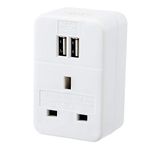 Invero UK to USA InterContinental Travel Adaptor 1 Way with 2x USB Charging Ports Ideal for Smartphones, Tablets, Cameras and more