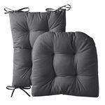 Marina Decoration Rocking Chair Cushion Premium Comfortable Thick Tufted High-Backed Lounger Pads Nonslip Back Seat 2 Piece Set of Upper and Lower with Ties, Charcoal Grey Color