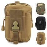 ZhaoCo Multi-Purpose Poly Tool Holder, Tactical Molle EDC Pouch Utility Gadget Belt Waist Bag with Cell Phone Holster for Sports Hiking Camping - Khaki