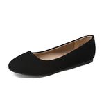 DREAM PAIRS Women's Sole-Simple Black Nubuck Ballerina Walking Flats Shoes - 8 M US