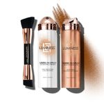 LUMINESS Airbrush Spray Silk Foundation Starter Kit - Deep Dark - Foundation, Primer & Dual-Sided Angled Buffing Brush - Medium, Buildable Coverage, Anti-Aging Formula Hydrates & Moisturizes