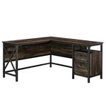 Sauder 423976 Steel River L-Desk, Carbon Oak Finish