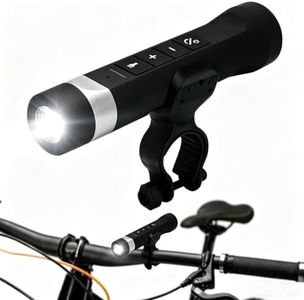 2-in-1 Bike Bluetooth Speaker & Bike Headlight, IPX5 Waterproof 100 Lumen Front Safety Light with Hands-Free Calls, Quick Install Handlebar Mount for Daily Commute Mountain Stationary Bikes