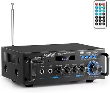 Moukey Amplificador Audio Estéreo 2.0 Canales Receptor, 100W Amplificador Audio Bluetooth 5.0, Amplificador HiFi, Radio FM Portátil, RCA, SD Card/USB Input, para Hogar o Coche, MAMP3