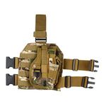 Pistol Drop Leg Holster Molle Tactical Leg Panel Airsoft Thigh Bag Cross Over Leg Rig Adjustable for CS Hunting Outdoor Sport CJ/ZSTB-01 (Multicam Camouflage)