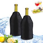 Wine Cooler Sleeve with Protector Instant Cooling and Keeps Your Drink Cold Keep Cool and Chill Champagne Wine (Black)