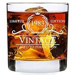 40th Birthday Gifts for Men Women - 1983 Vintage Style Whiskey Glass Drinking Gifts for Men - 40th Birthday Decorations for Men - Over The Hill Gag Gifts for 40 Year Old Man Woman - 11 oz